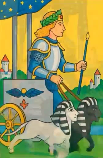 The Chariot card from the 1001 Horoscopes digital Tarot deck