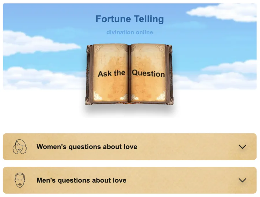 Fortune Telling online reading interface