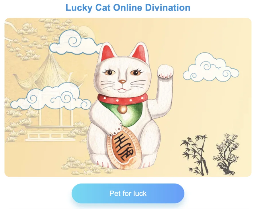 Lucky Cat online divination interface