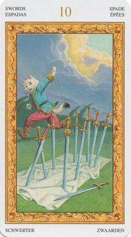 Ten of Swords in the deck Tarot of White Cats