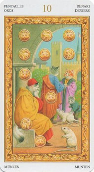 Ten of Pentacles in the deck Tarot of White Cats