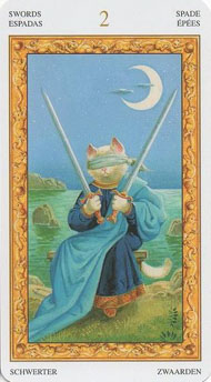 Two of Swords in the deck Tarot of White Cats