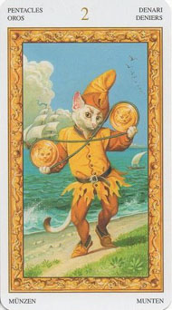 Two of Pentacles in the deck Tarot of White Cats