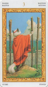 Three of Wands in the deck Tarot of White Cats