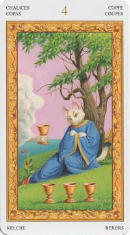 Four of Cups in the deck Tarot of White Cats