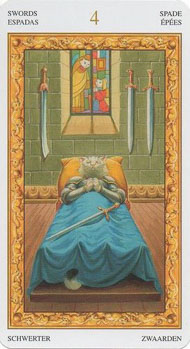 Four of Swords in the deck Tarot of White Cats