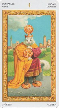 Four of Pentacles in the deck Tarot of White Cats