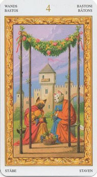 Four of Wands in the deck Tarot of White Cats