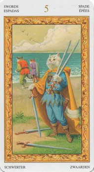 Five of Swords in the deck Tarot of White Cats