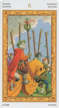 Six of Wands in the deck Tarot of White Cats