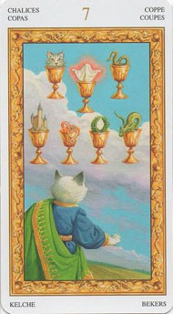 Seven of Cups in the deck Tarot of White Cats