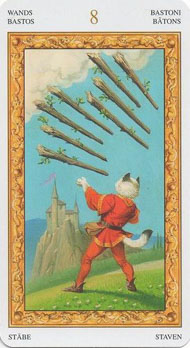 Eight of Wands in the deck Tarot of White Cats