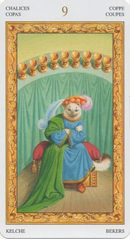 Nine of Cups in the deck Tarot of White Cats