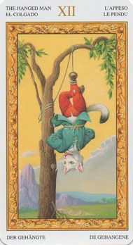 The Hanged Man in the deck Tarot of White Cats