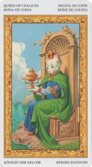 Queen of Cups in the deck Tarot of White Cats