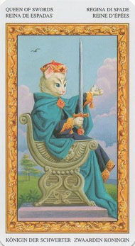 Queen of Swords in the deck Tarot of White Cats