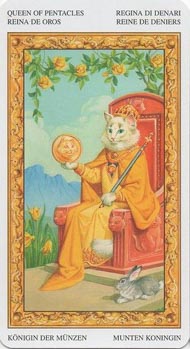 Queen of Pentacles in the deck Tarot of White Cats