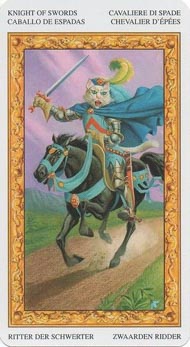 Knight of Swords in the deck Tarot of White Cats