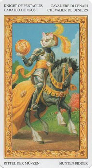 Knight of Pentacles in the deck Tarot of White Cats