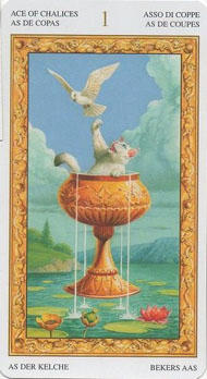 Ace of Cups in the deck Tarot of White Cats