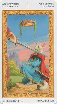 Ace of Swords in the deck Tarot of White Cats