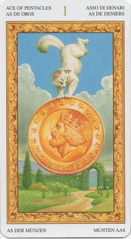 Ace of Pentacles in the deck Tarot of White Cats