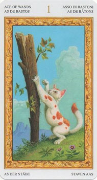 Ace of Wands in the deck Tarot of White Cats