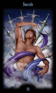 Ten of Swords in the deck Legacy of the Divine Tarot