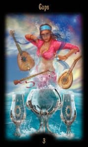 Three of Cups in the deck Legacy of the Divine Tarot