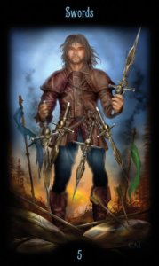 Five of Swords in the deck Legacy of the Divine Tarot