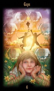 Six of Cups in the deck Legacy of the Divine Tarot