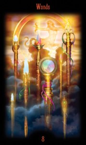 Eight of Wands in the deck Legacy of the Divine Tarot