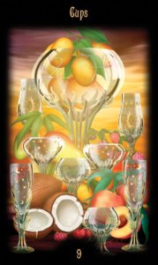 Nine of Cups in the deck Legacy of the Divine Tarot