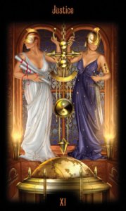 Justice  in the deck Legacy of the Divine Tarot