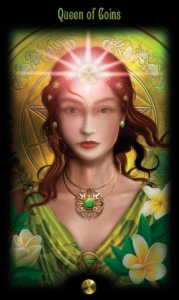 Queen of Pentacles in the deck Legacy of the Divine Tarot