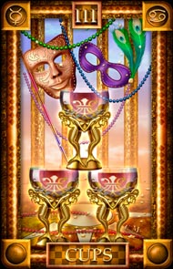 Three of Cups in the deck Tarot of Dreams Ciro Marchetti