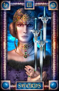 Three of Swords in the deck Tarot of Dreams Ciro Marchetti