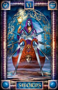 Six of Swords in the deck Tarot of Dreams Ciro Marchetti