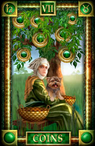 Seven of Pentacles in the deck Tarot of Dreams Ciro Marchetti