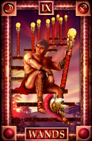 Nine of Wands in the deck Tarot of Dreams Ciro Marchetti