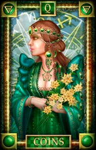 Queen of Pentacles in the deck Tarot of Dreams Ciro Marchetti