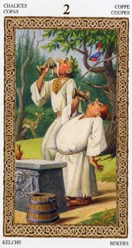 Two of Cups in the deck Tarot of the Druids