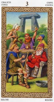 Three of Cups in the deck Tarot of the Druids