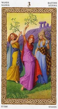 Three of Wands in the deck Tarot of the Druids