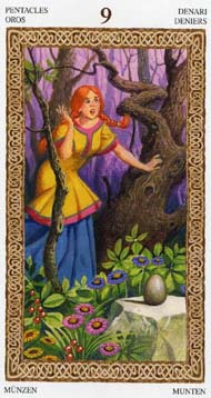 Nine of Pentacles in the deck Tarot of the Druids