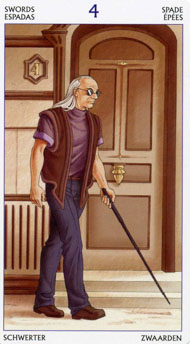 Four of Swords in the deck Tarot of the 78 Doors