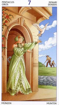 Seven of Pentacles in the deck Tarot of the 78 Doors