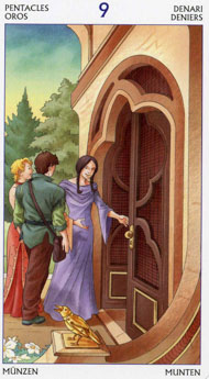 Nine of Pentacles in the deck Tarot of the 78 Doors