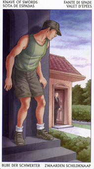 Page of Swords in the deck Tarot of the 78 Doors