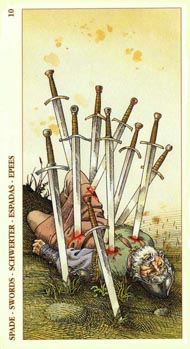 Ten of Swords in the deck Tarot of Durer